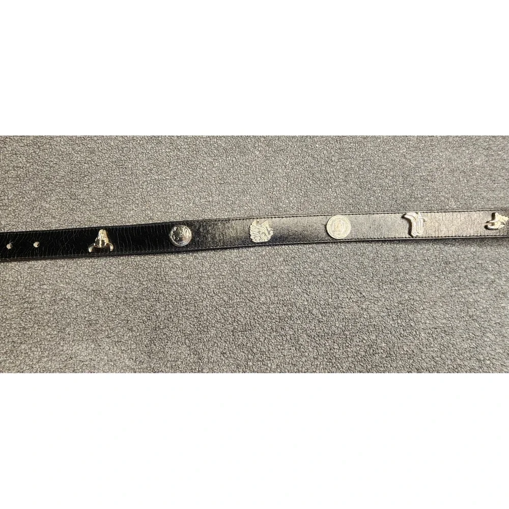 Vtg Navajo Trading Co Black Leather Navajo Belt Buffalo Nickels Size‎ 32